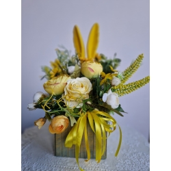 Stroik, kompozycja wielkanocna na stół Wilkanocna Łąka Zajączka